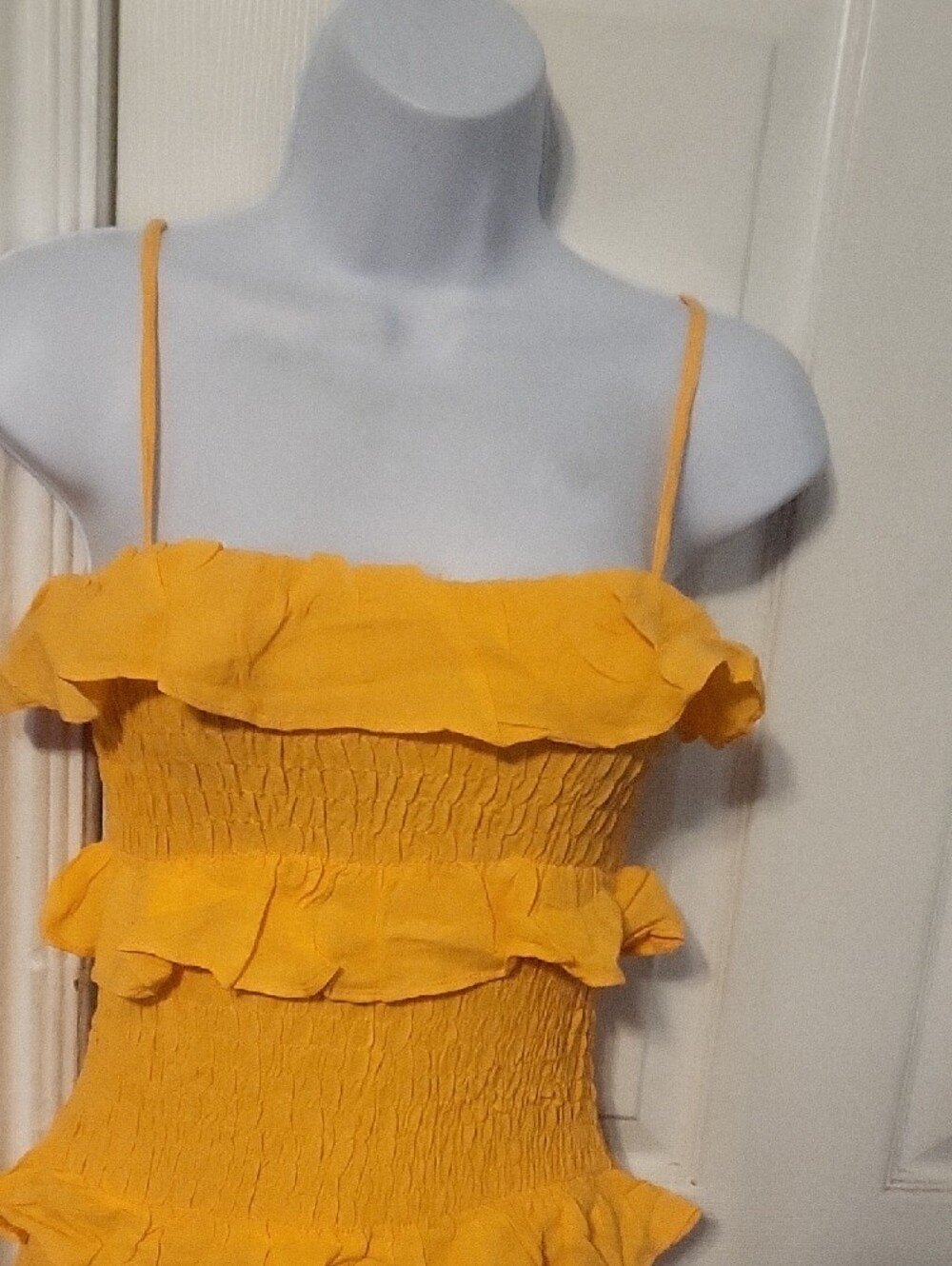Olivaceous Yellow Ruffled Mini Dress - Picture 7 of 9